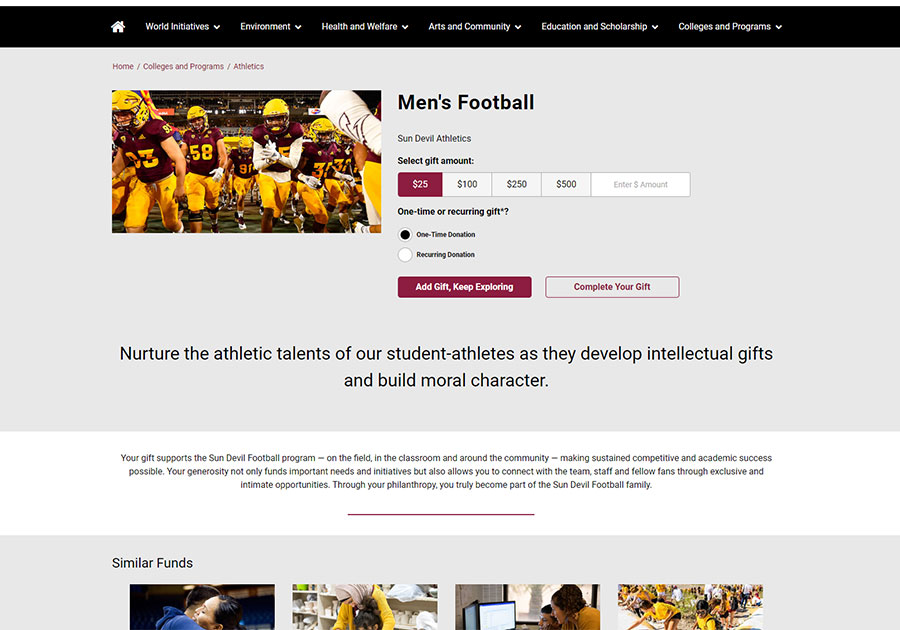 ASU Foundation fund page