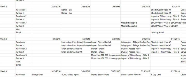 Social Media calendar